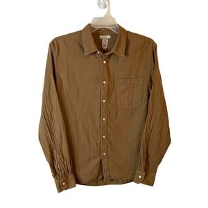Kato by Hiroshi Kato Mens XL Brown Cotton Long Sleeve Button Down Shirt USA Made